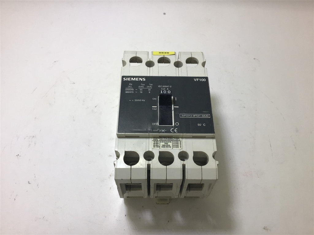 Siemens VF100 3VF2213-0FS41-0AA0 100 Amp Circuit Breaker