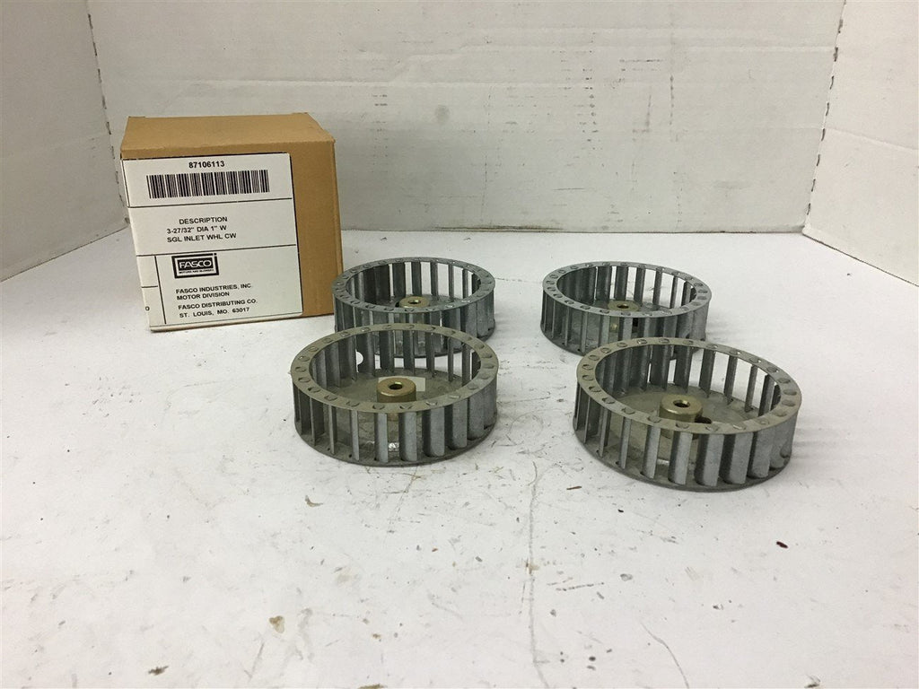 Fasco 1-6113 Galvanized Blower Wheel 1/4" Bore 3 27/32" OD 1" Wide Lot of 4