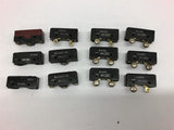 Assorted Lot of 12 Microswitches-7 R-R441,2 BZ-R2411-A2, 1 WZ-R, 1 BZ-R88