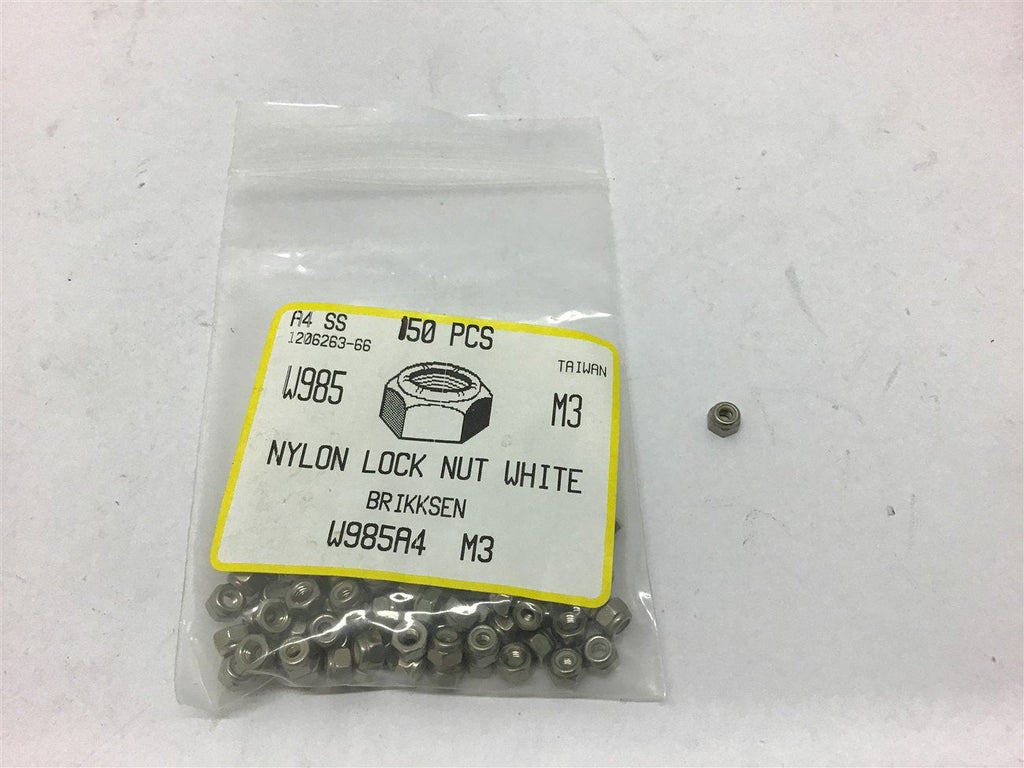 Nylon Lock Nut White W985A4 M3 Lot of 150