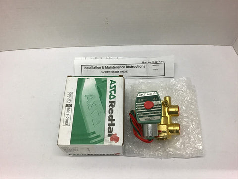 Asco 8321G004 Solenoid Valve 10-200PSi 3/8 Pipe 6.1W 70Hz /8.1W 50Hz