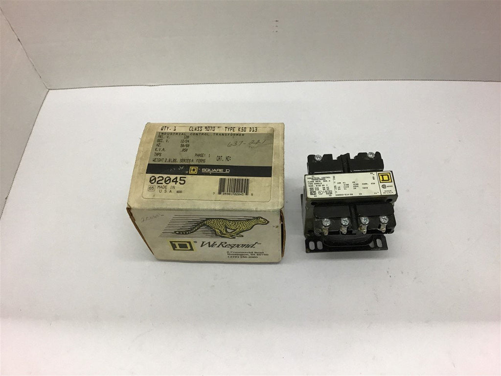 Square D Class 9070 K50D13 .050 KVA Transformer 120 Pri 12 24 Sec Volts