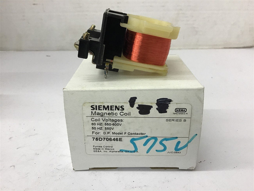 Siemens 75D70646E Magnetic Coil 550-600 Volts