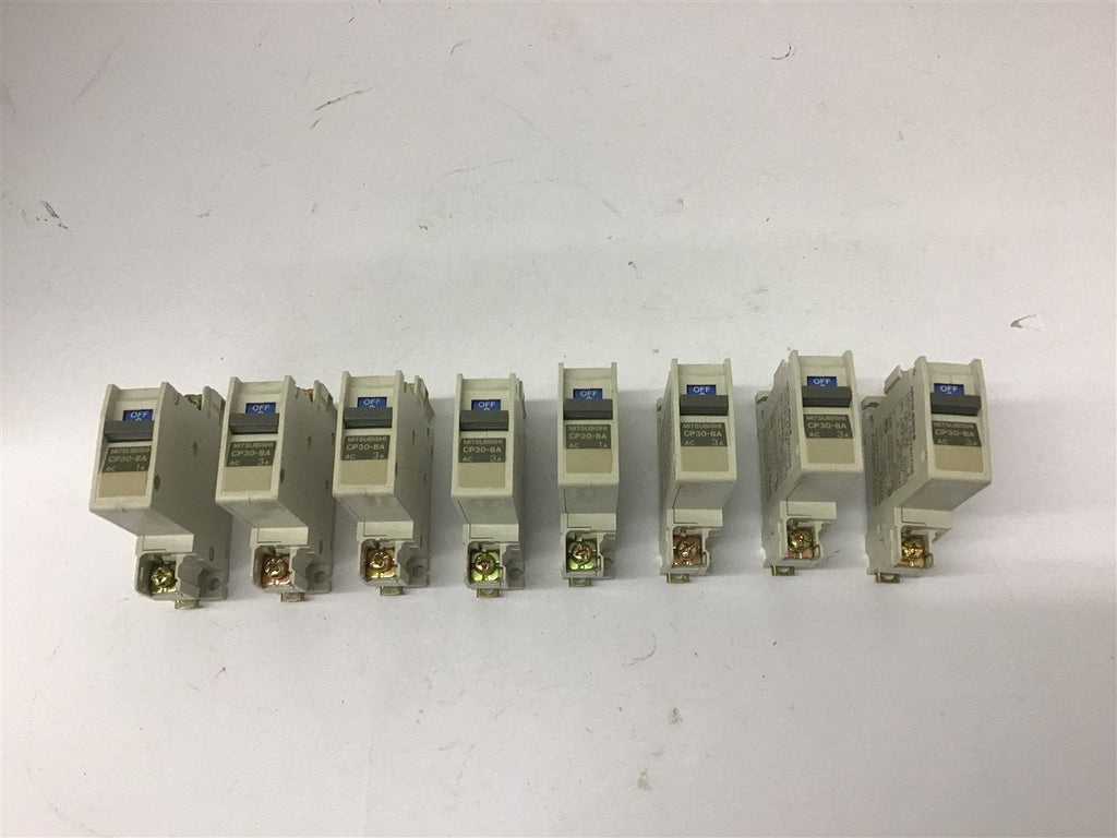 Mitsubishi CP30-BA Circuit Breaker 1 Amp 250 Vac Single Pole Lot Of 8