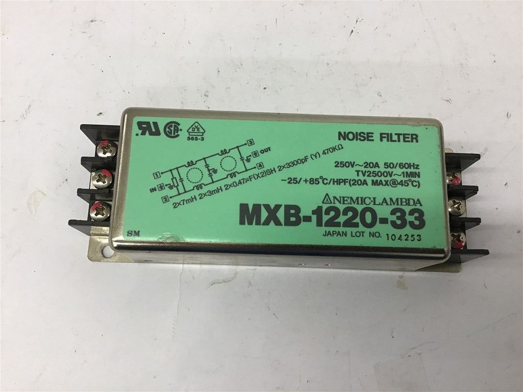 Noise Filter MXB-1220-33 250 volts 20 Amp 50/60 HZ