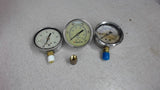 LOT OF 3 LIQUID FILLED GAUGES--2-1/2"--1/4" NPT,