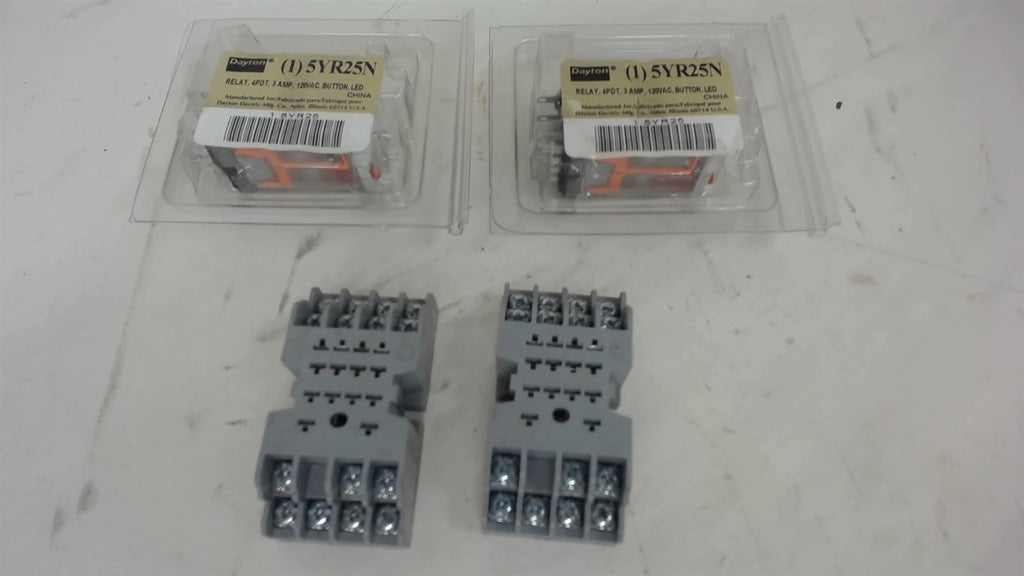 Lot Of 4, 2 Ea Dayton Relays W/ 2 Ea Terminal Blocks, See Description For More