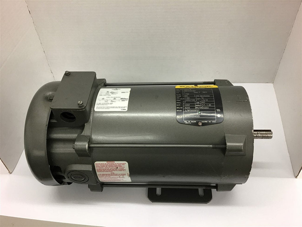 Baldor CD5318 1 HP DC Motor 180 Arm Volts 200/100 Field Volts 1750 Rpm 56C Frame