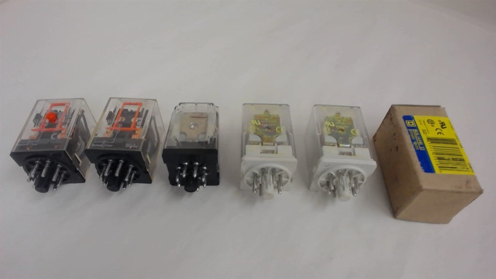 LOT OF 5, 8 PIN RELAYS, 4 DIFFERENT MANUFACTURERS, SEE DESCRIPTION FOR MORE INFO