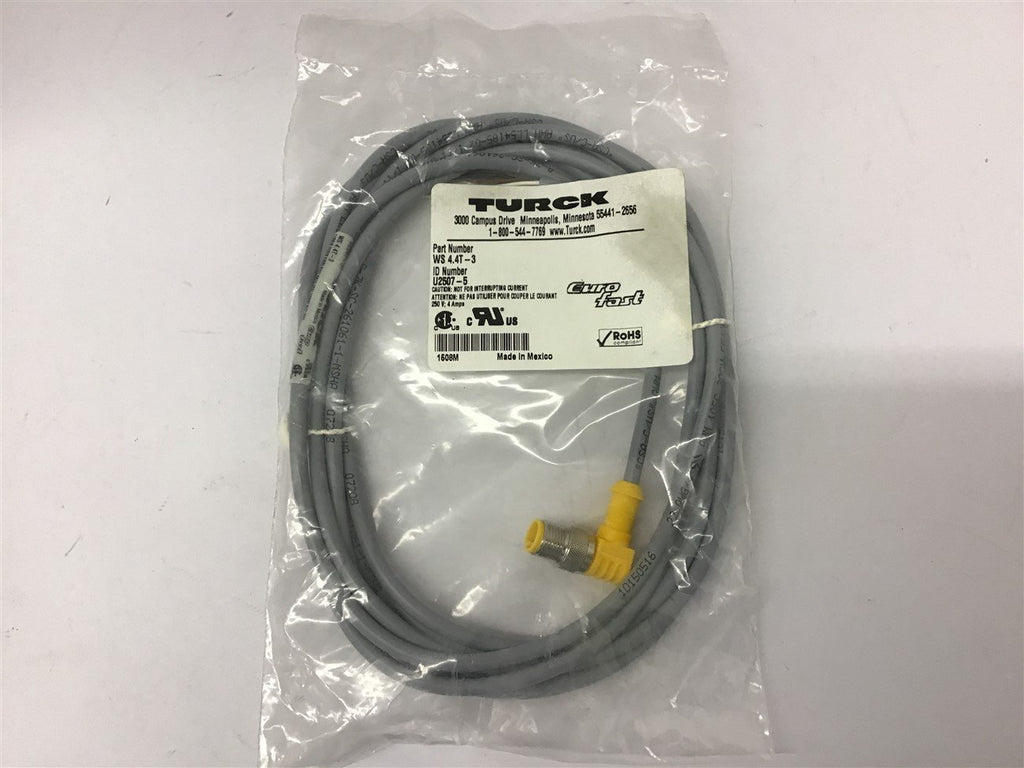 Turck WS 4.4T-3 Cordset 250 volts 4 Amps