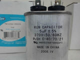 3-CAPACITORS, 1-DAYTON 5MFD 370VAC, 1-SUPCO 5MFD 370VAC, 1-MAGNETEK 10MFD 370VAC