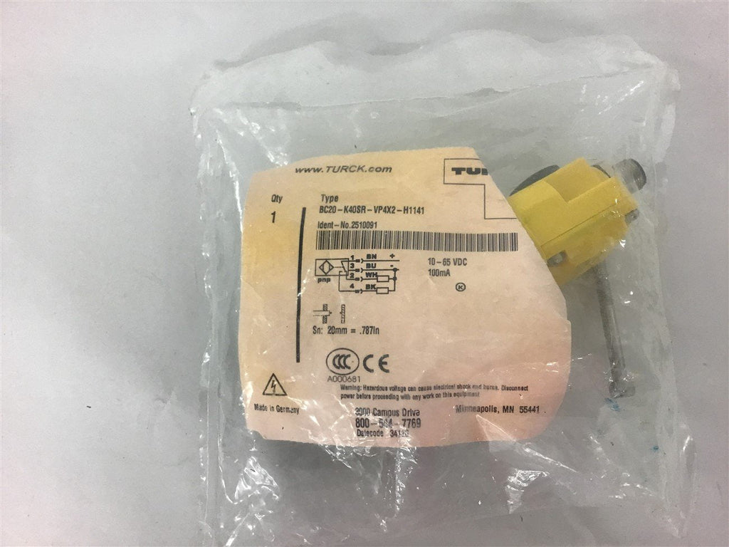 Turck BC20-K40SR-VP4X2-H1141 10-65 Vdc Sensor