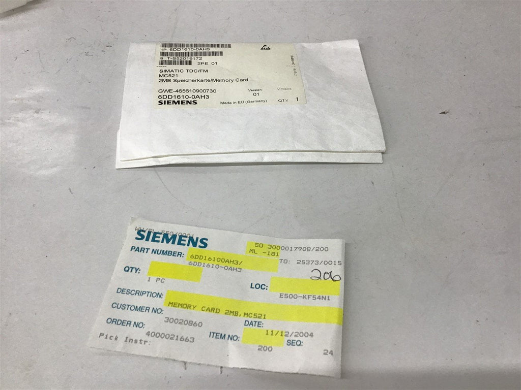 Siemens 6DD16100AH3 Memory Card