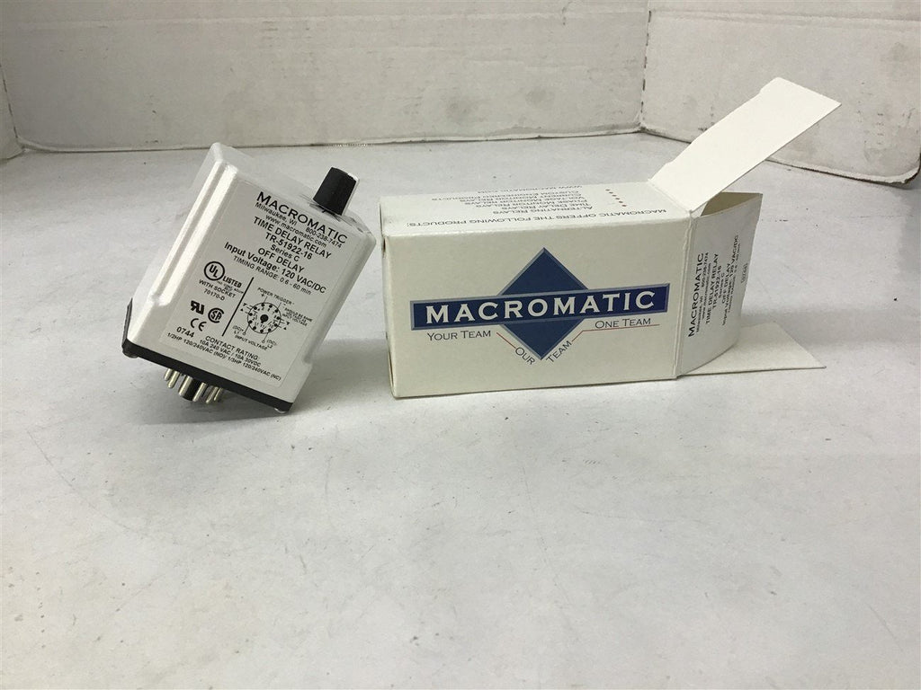 Macromatic TR-51922-16 Time Delay Relay 120 VAC/DC Input