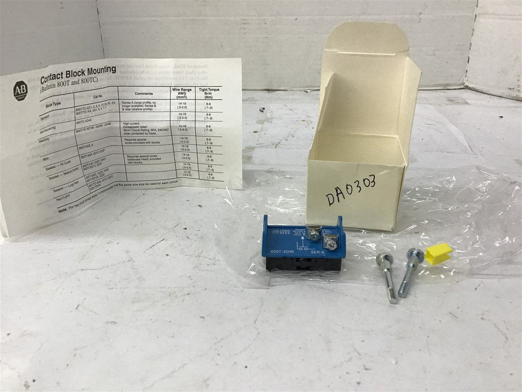 Allen-Bradley 800T-XD1R Logic Reed Contact Block