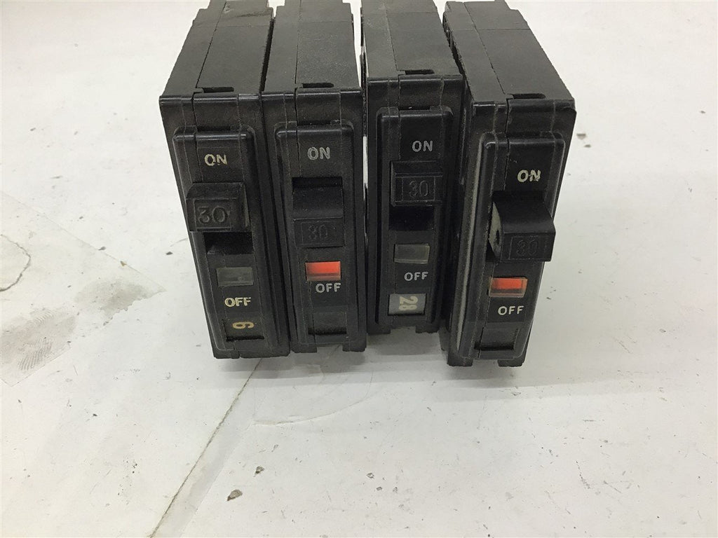 Square D 1 Pole 30 Amp Type QO 120/240 VAC Circuit Breaker Lot Of 4