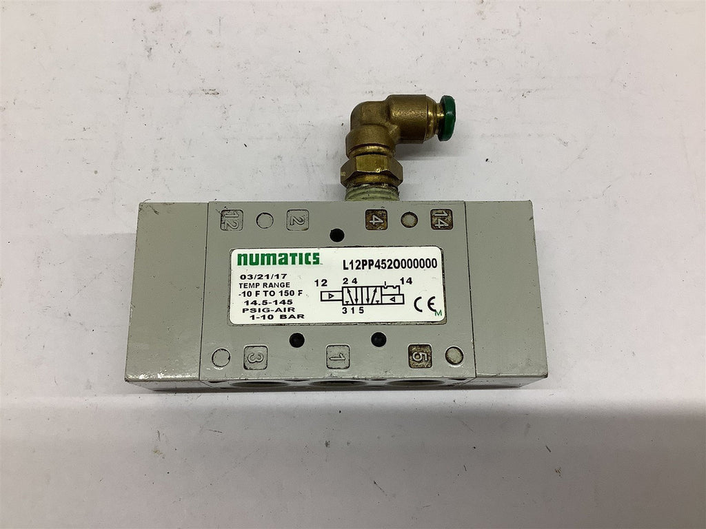 Numatics L12PP452O000000 Solenoid Valve 145 Psi