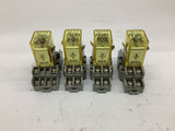 Relay Assorted 3 Each RH2B 24 VDC 1 Each RY4S 24 VDC With Base Lot Of 4