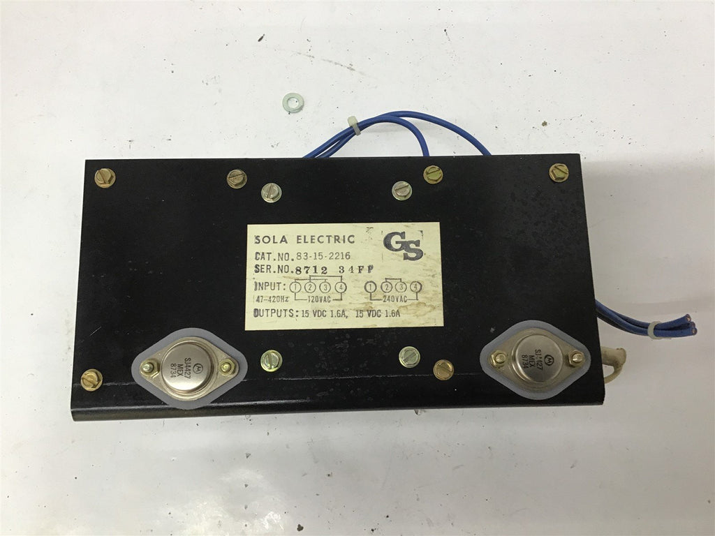 Sola 83-15-2216 Power Supply In 120/240 V Out 15VDC 1.6A