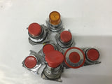 Assorted Red Push Buttons Lot Of 8