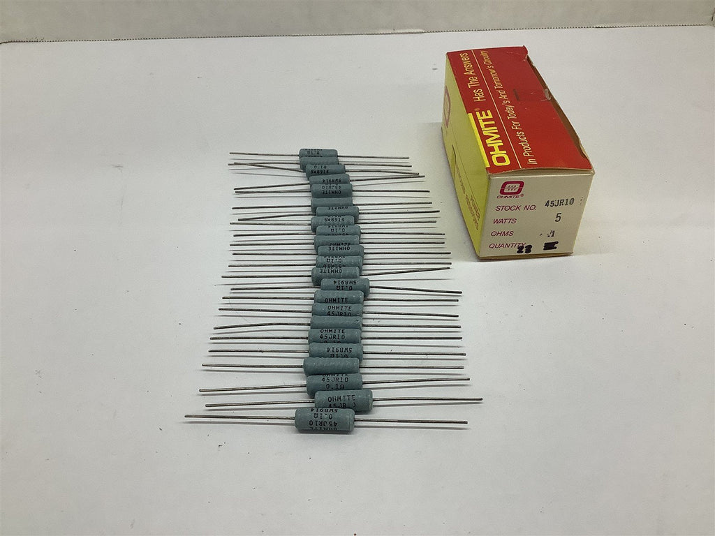 Ohmite 45JR10 Power Wirewound Resistors 0.1 Ohms 5 W Lot Of 23