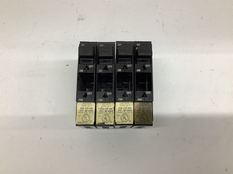 Square D QF-2020 Circuit Breaker Lot 1 P 20 A 120 VAC Of 4