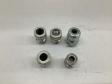 Electrical Fittings Assorted 4 Fittings 1/2", 1 Fitting 3/4" Lot Of 5