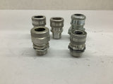 Electrical Fittings Assorted 4 Fittings 1/2", 1 Fitting 3/4" Lot Of 5