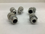 Electrical Fittings Assorted 4 Fittings 1/2", 1 Fitting 3/4" Lot Of 5