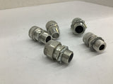 Electrical Fittings Assorted 4 Fittings 1/2", 1 Fitting 3/4" Lot Of 5