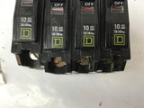 Square D QO Circuit Breaker 120/240 VAC 10 A 1 P Lot Of 4