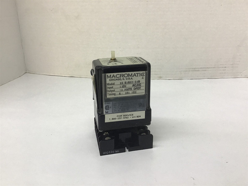 Macromatic SS 51622-10B Timing Relay 120 V 10 Amps