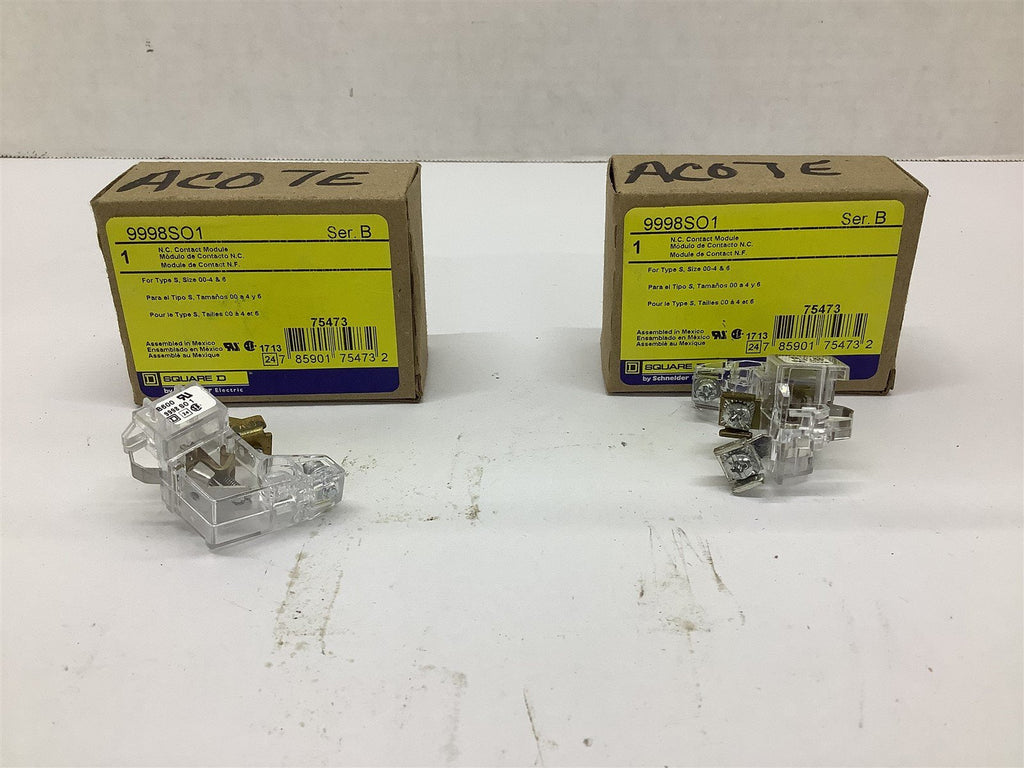 Square D 9998SO1 Contactor Lot Of 2