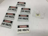 Lab Safety Supply 21002 Danger 240 Volt Sticker 3 1/2" by 5" Lot Of 7