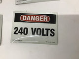 Lab Safety Supply 21002 Danger 240 Volt Sticker 3 1/2" by 5" Lot Of 7