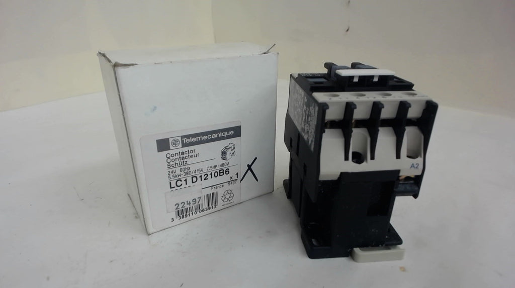 Telemecanique Lc1 D1210B6 Contactor, 24V, 60Hz, 5.5Kw-380/415V  7.5Hp-460V