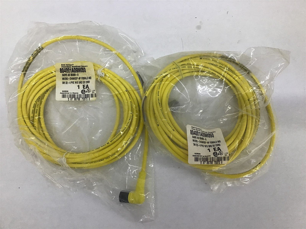 Brad-Harrison 804001A09M050 Micro-Change Cord Set Lot Of 2