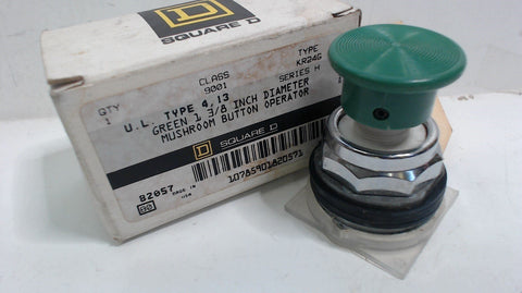 SQUARE D GREEN 1 3/8" DIAMETER MUSHROOM BUTTON OPERATOR - TYPE KR24G- TYPE 4, 13