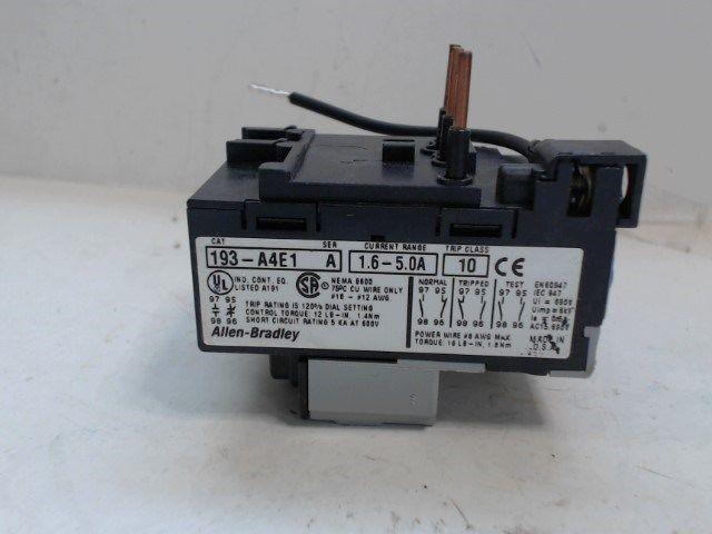 ALLEN-BRADLEY OVERLOAD RELAY   193-A431  SER A  1.6- 5.0A - CLASS 10 - NEW