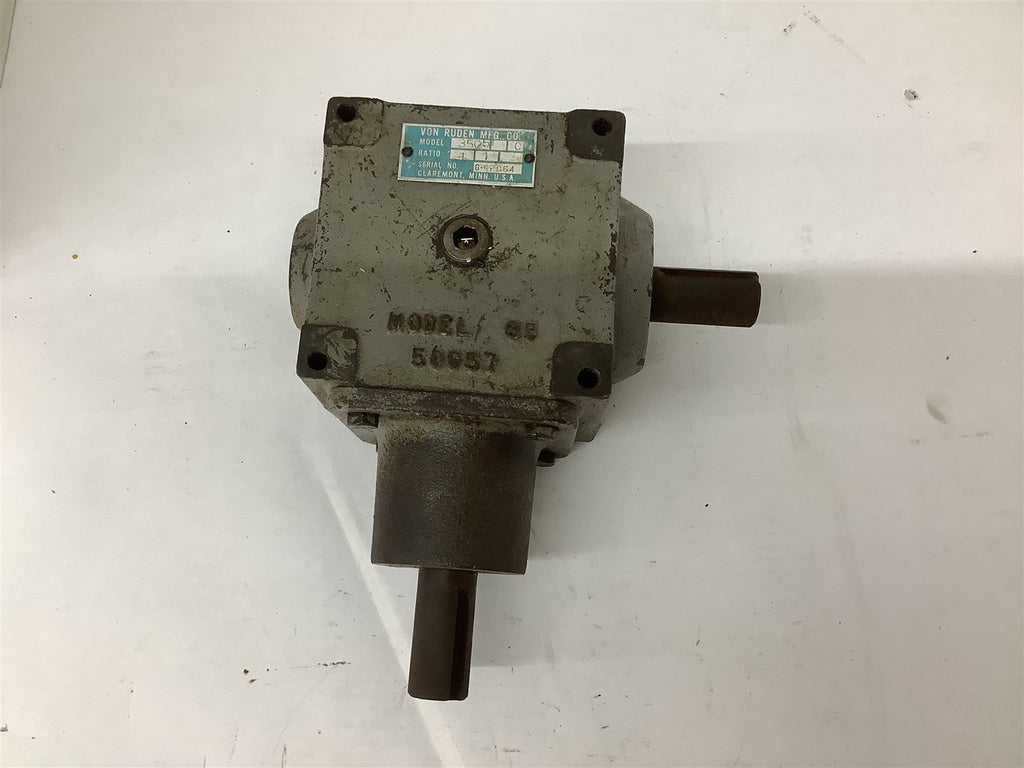 Von Ruden 3505 1:1 R 1" IN OUT Shaft Gear Reducer