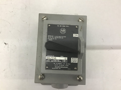 Allen-Bradley 600-TCX5 Manual Starter Switch 1 HP 115-230 Vac