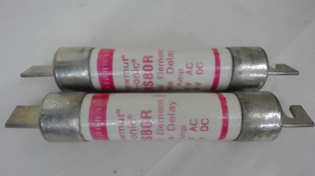 Lot Of 2 Gould Shawmut Trs80R Time Delay Fuse, 80 Amp, 600 V Ac, 600 V Dc