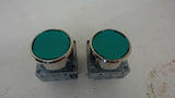 LOT OF 2 GREEN PUSH BUTTONS WITH LOCKING BASE