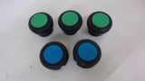 Lot Of 5 Pushbuttons, 2 Each Blue, 3 Each Green