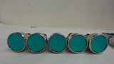 LOT OF 5 GREEN PUSHBUTTONS WITH LOCKING BASE