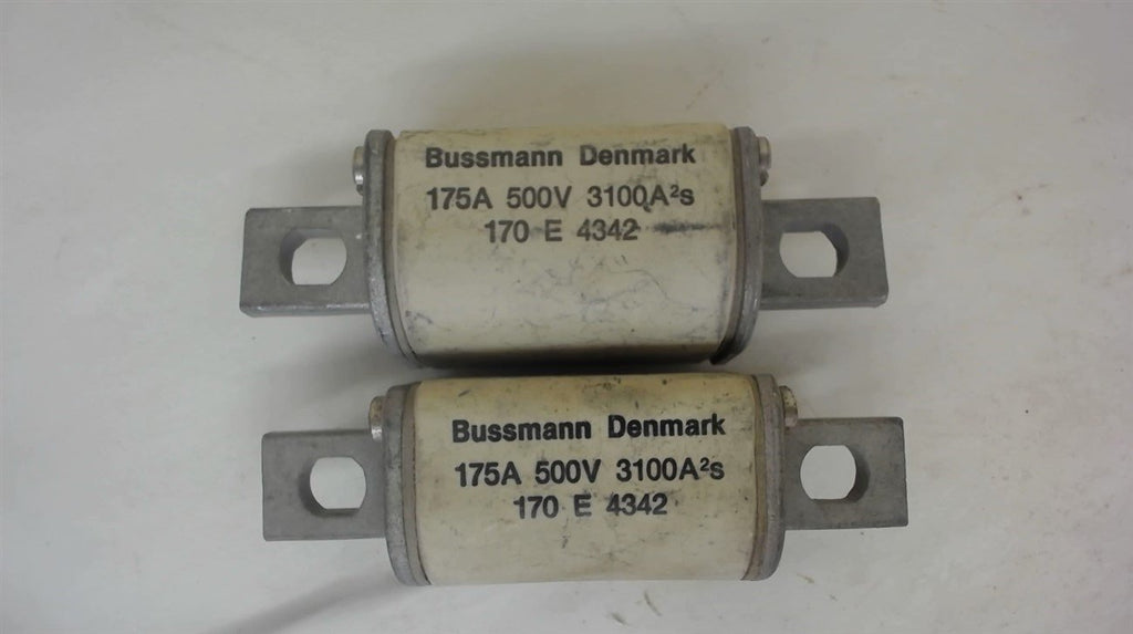 LOT OF 2 --- BUSSMANN FUSE, 175 A, 500 V, 3100 A²s, 170 E 4342