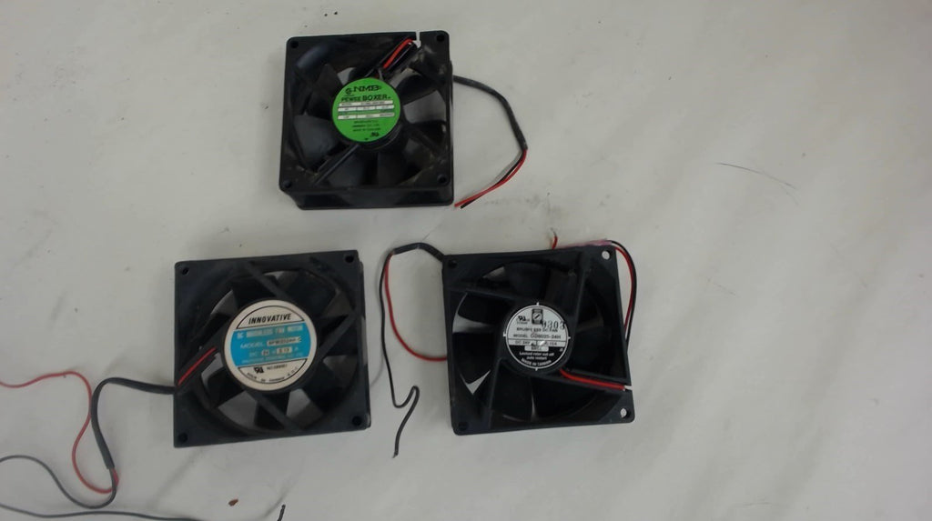 LOT OF 3 BRUSHLESS FANS, 1 EA 3110NL-05W-B50, 1 EA BP802524H-C, 1 EA OD8025-24H