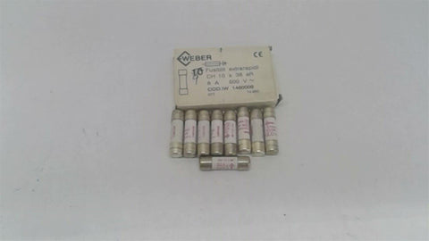 Weber CH 10X38 8A Fuse 500 Volt Lot of 9