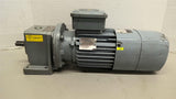 Stober B21R 80 G4 Gear Motor w/ Brake 460 Volt .75 KW 222 Rpm