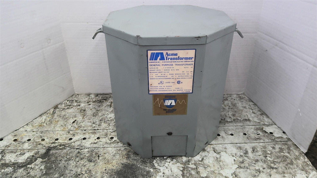 Acme T-2-53515-3S Transformer 7.5 kVA 240/480 Pri 120/240 Sec Single Phase